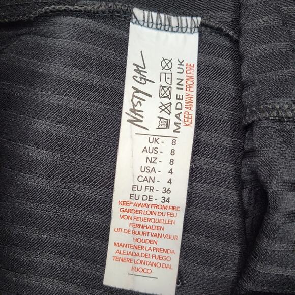 Nasty Gal High Rise Ribbed Cargo Pocket Pants Black | Size 4 - Picture 7 of 8